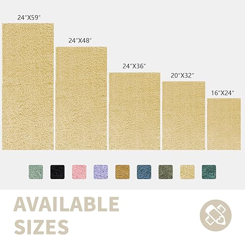 Miniatura 6 de Alfombra de baño beige de 47 x 24 pulgadas, alfombras de baño antideslizantes y ultrasuaves para baño, lavables, alfombras de microfibra de felpa