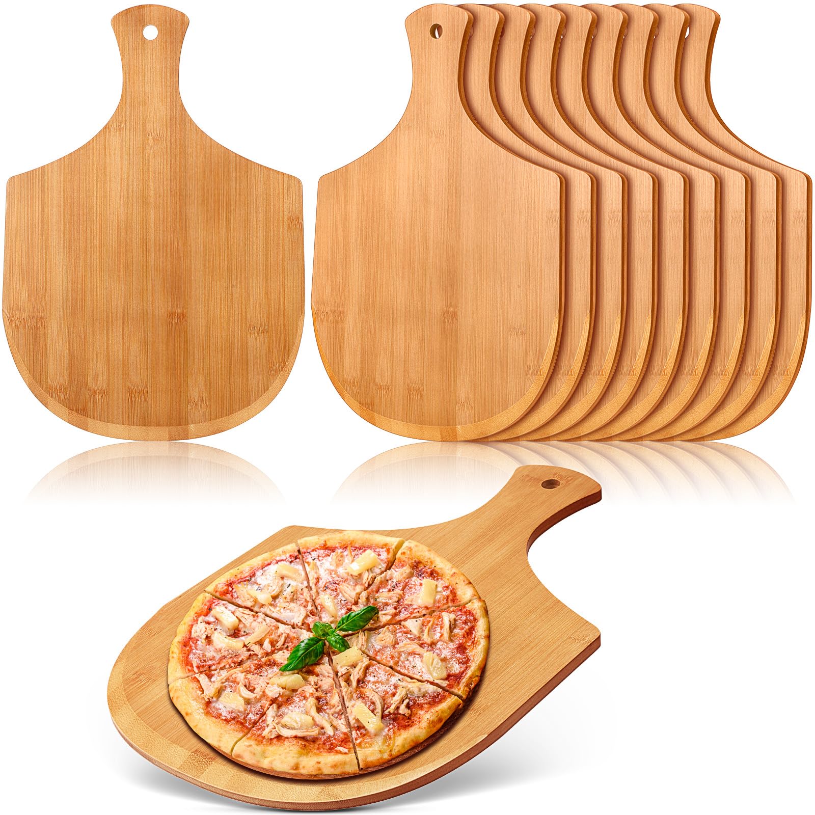 Amazon.com: Roshtia 12 Pcs Bamboo Pizza Peel, 17 x 12 Inches Wooden ...
