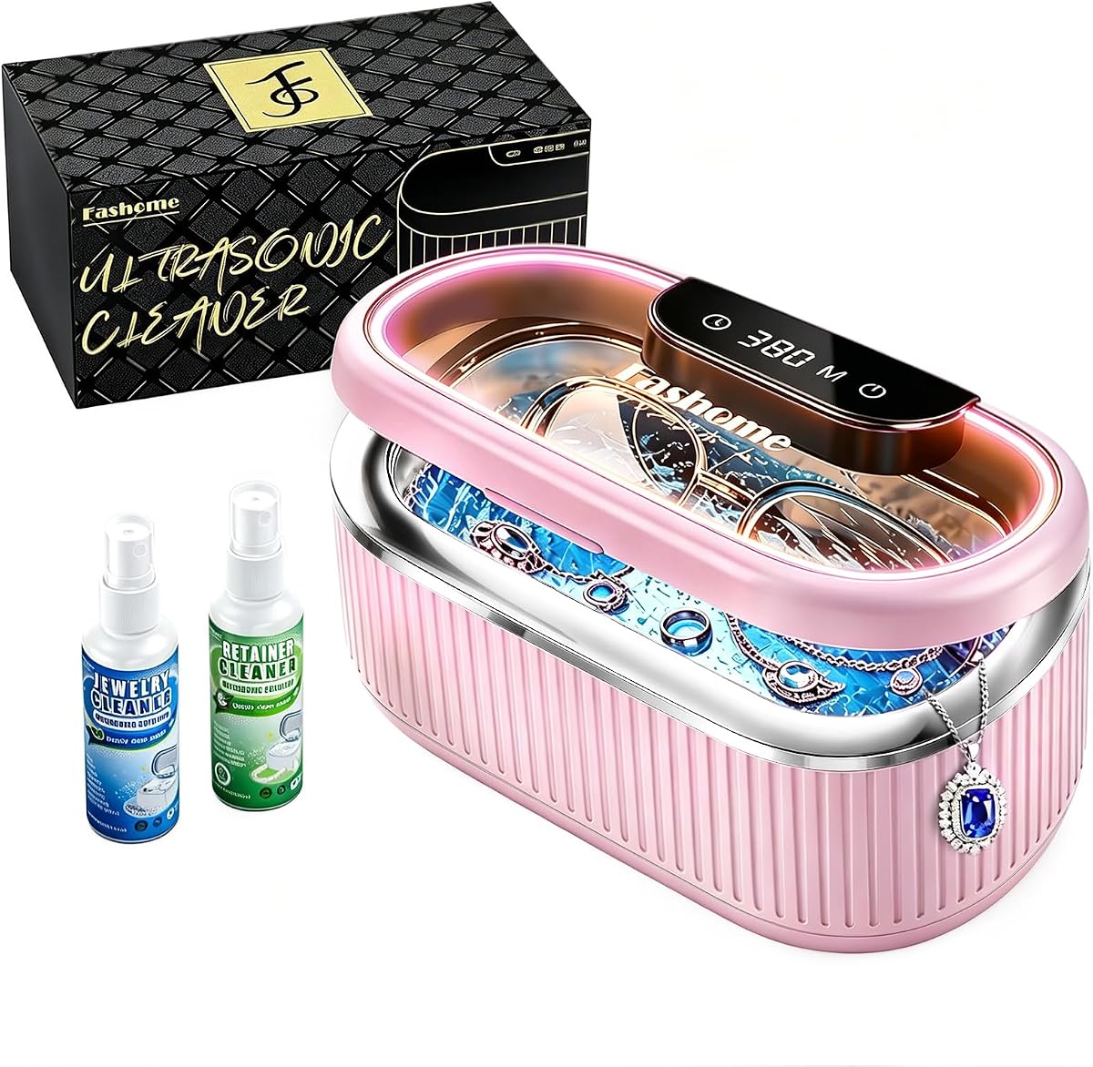 45kHz Ultrasonic Jewelry Cleaner for Rings, Necklaces & Glasses | Safely Cleans Jewelry & Silver • 20oz Capacity • 304 Stainless Steel Tank • 3 Power Modes • Degas Mode