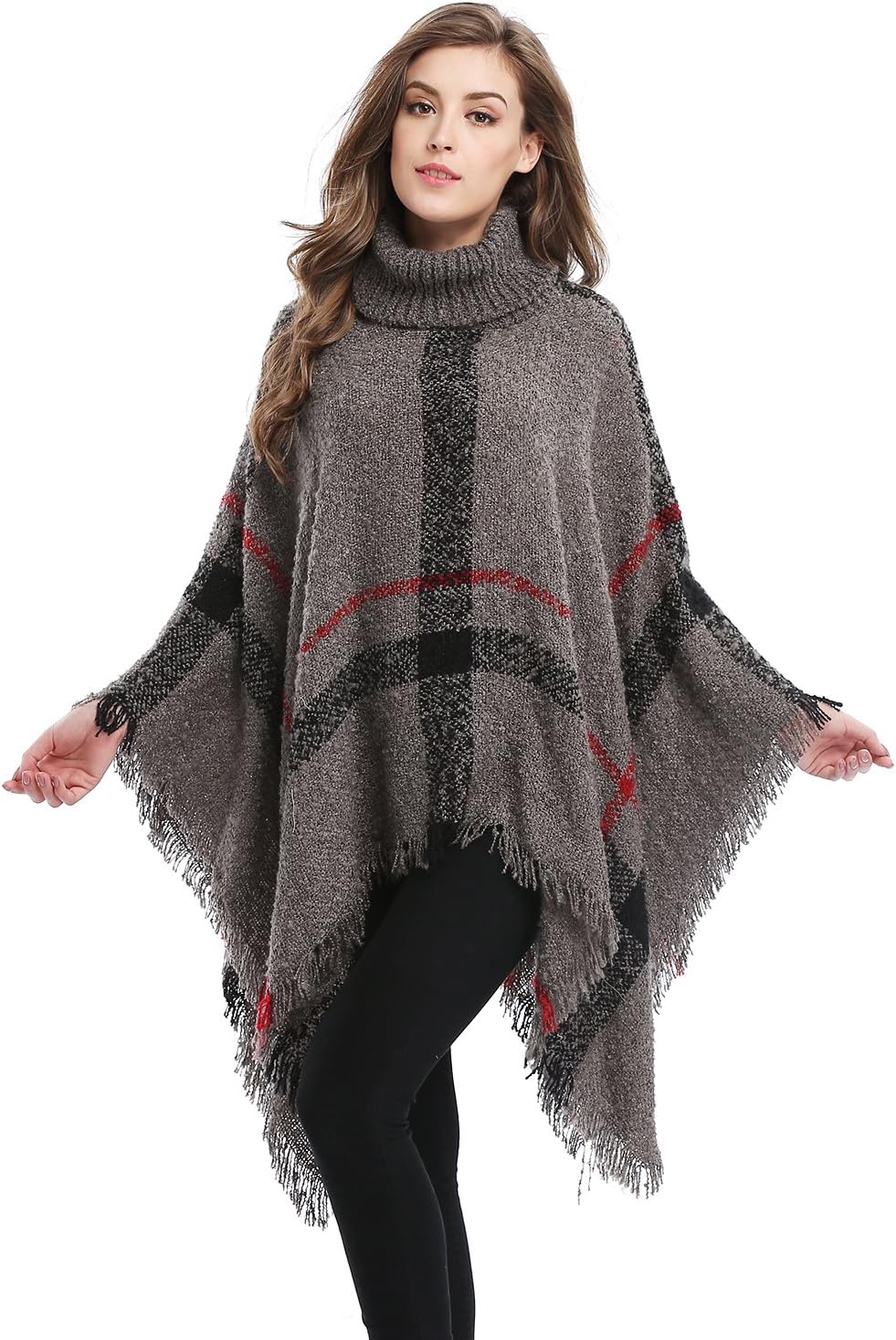 Bellady Women's Pullover Sweaters, Oversized Turtleneck Sweaters Poncho, High Neck Loose Shawl Wrap