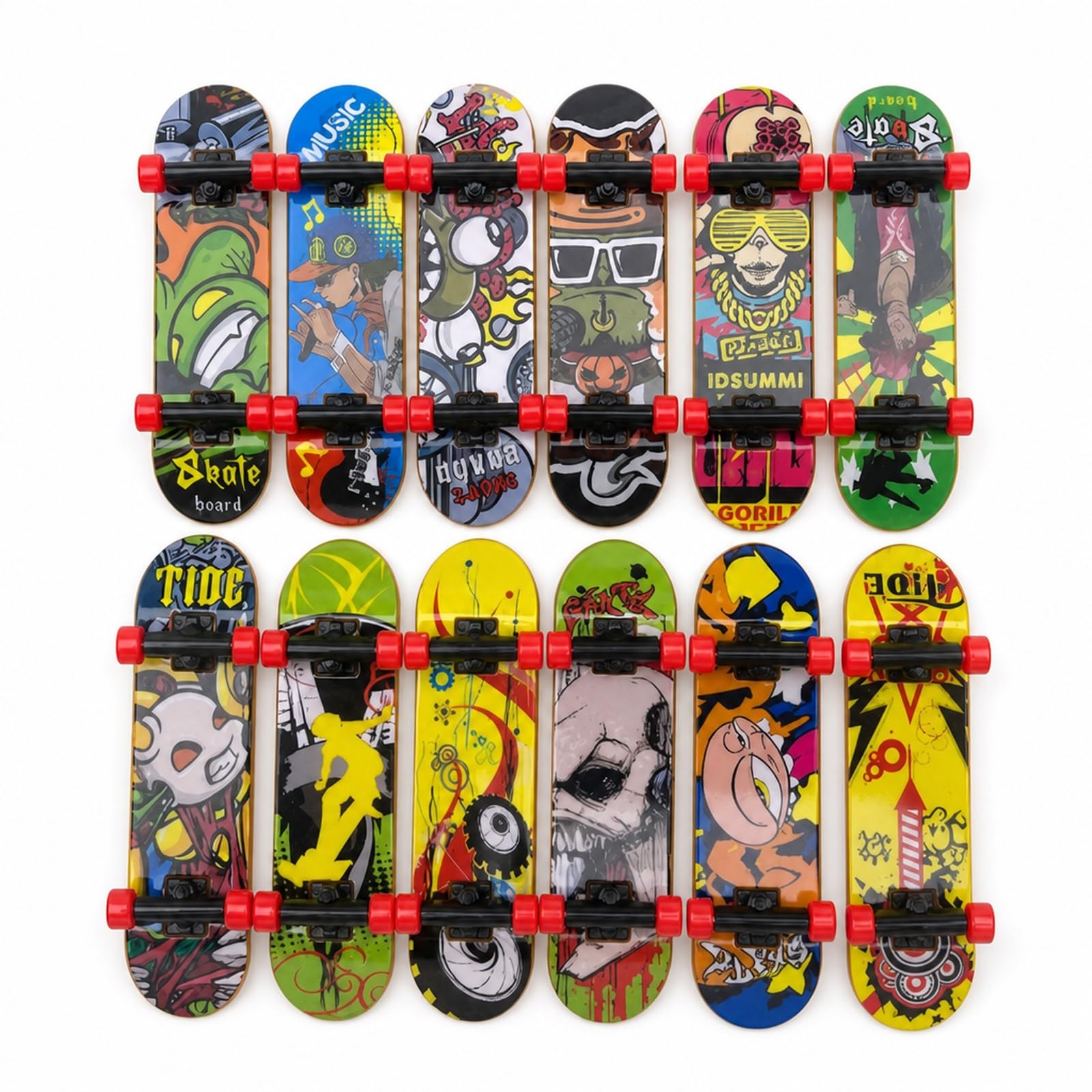 Aiiweuc 12 Mini Finger Skateboards, Random Colours, 9.5 x 2.5 x 1.8 cm