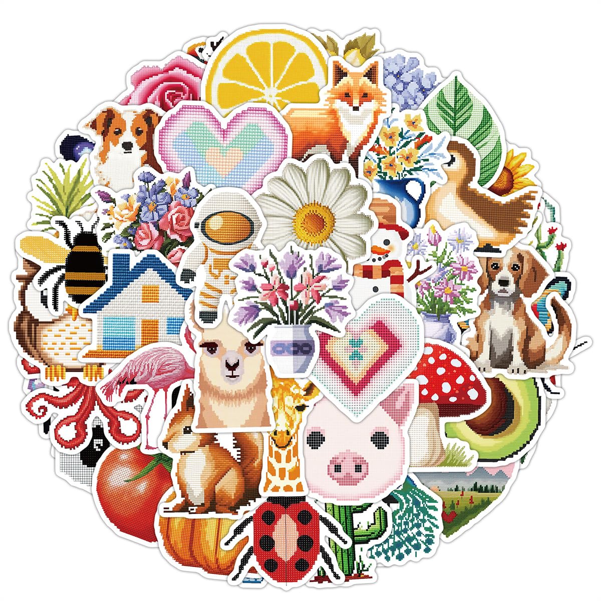 50 Pcs Cute Pixel Stickers for Phone,Guitar,Laptop,Water Bottles,Skateboard,Luggage,Bicycle,Nordic Style Stickers Waterproof Vinyl,Graffiti Decorate for Teens Girls Boys Child Motivate Gift - Image 4