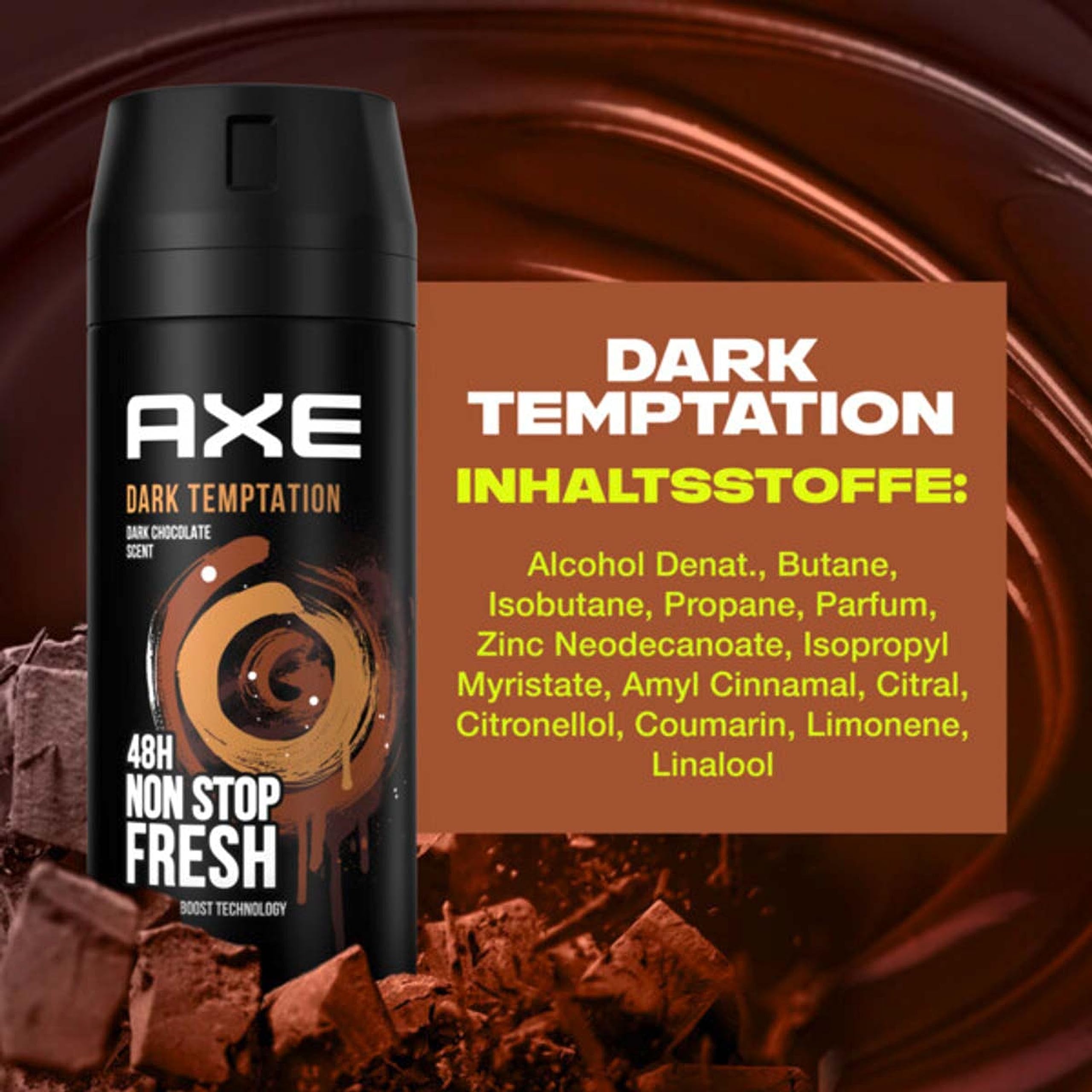 AXE Bodyspray Dark Temptation Deo Deospray Deodorant Spray Herren Männer Men ohne Aluminium 24x 150ml