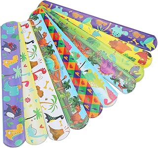 10 Pack Multicolor Dinosaur Slap Bracelets for Kids