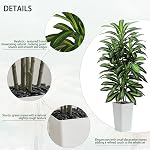 Artificial Dracaena Tree, 6FT Fake Potted Tree with White Planter | Faux Yucca Floor Plant with Natural Wood Trunk & Realistic Green Leaves for Indoor Home Office Living Room Bedroom Decor