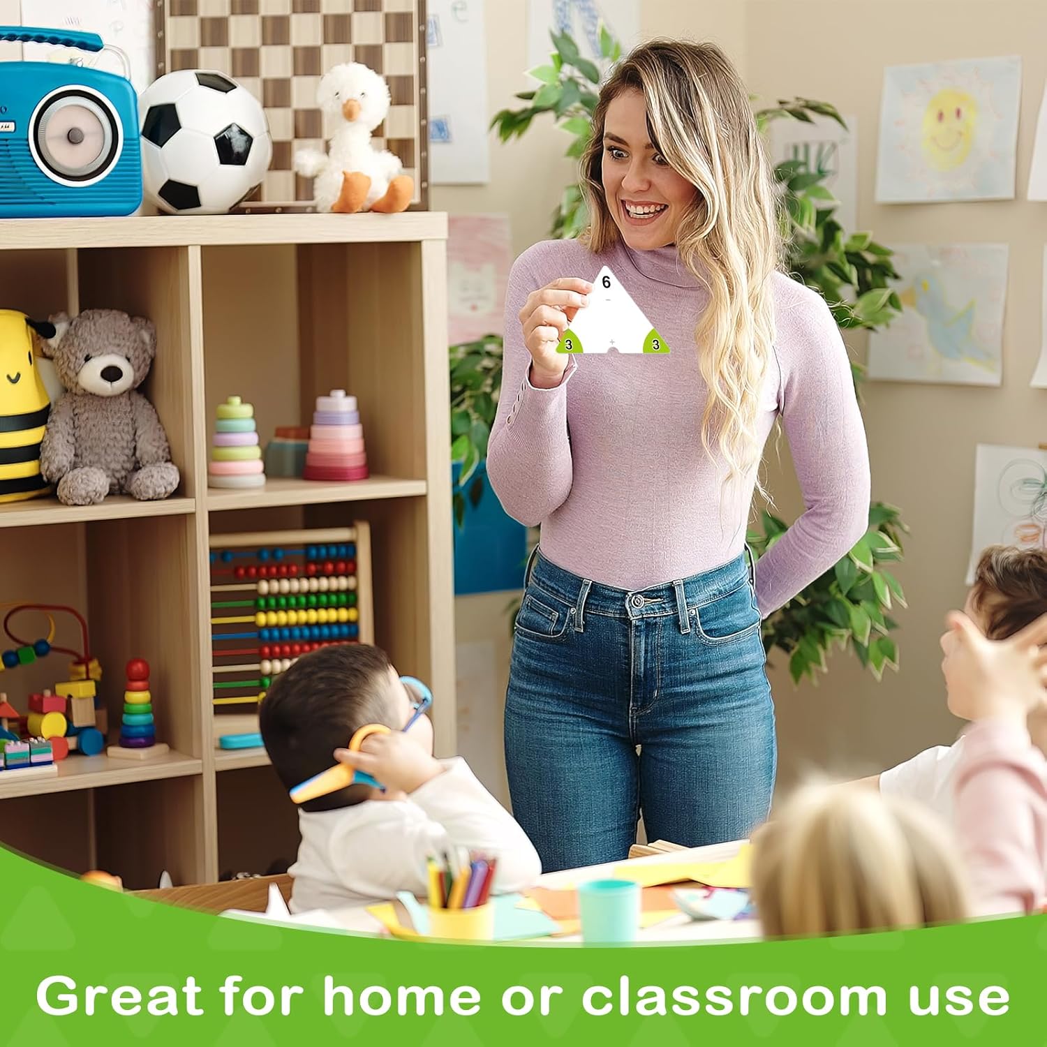 Edulok Addition and Subtraction Flash Cards, Triangle Math Games Flash Cards for Kids, Math Manipulatives Kindergarten Learning Activities Preschool Classroom Must Haves Homeschool Supplies
