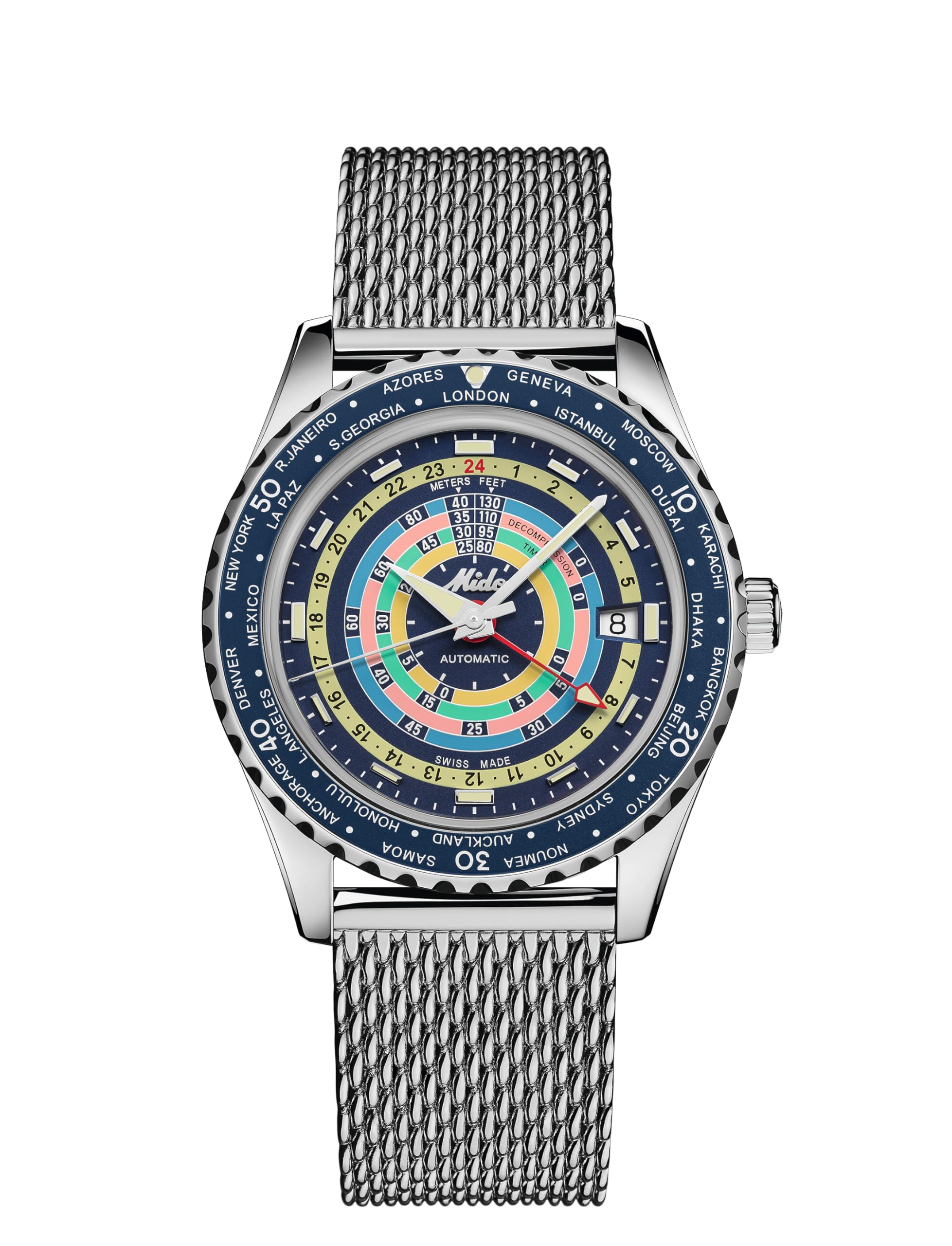 MIDO Decompression Worldtimer M0268291704100 Herren Automatikuhr 80h Gangreserve