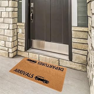 Funny Welcome Doormat Arrivals Departures Doormats for Entrance Colorful Doormat Personalized Non Slip Rubber Mat for Front Door Gift Mats Kitchen Rugs and Mats 30(L) X 18(W)