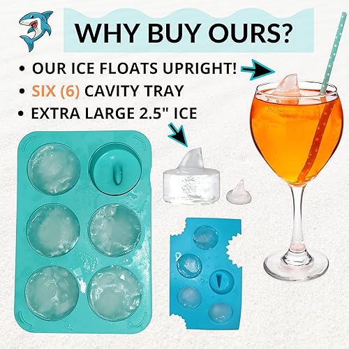 Vista 2 de Shark Fun - Bandejas para cubitos de hielo, paquete de 2, moldes de aleta de tiburón, formas divertidas