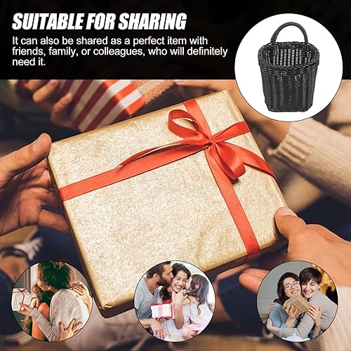 Miniatura 3 de Cabilock Organizador de cesta tejida para colgar en la pared para cocina y baño, mango decorativo de imitación de ratán para plantas, frutas y