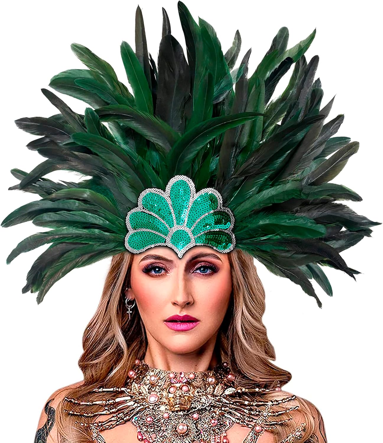 HOMELEX Women's Black Feather Headpiece Carnival Caribbean Headdress Showgirl Accessories