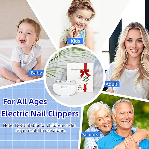 Miniatura 7 de Cortaúñas eléctrico, lima de uñas eléctrica, recortadora de uñas automática 2 en 1 y pulidora de archivos, clip, almacenamiento con luz LED