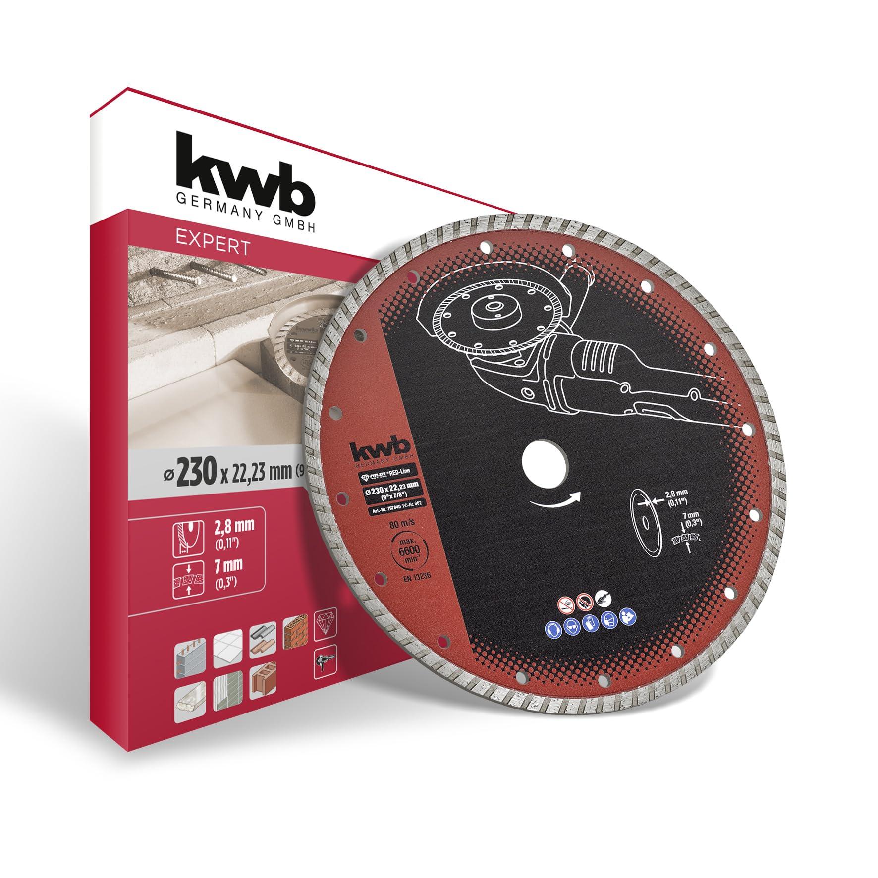 KWB 49797840 - Disco diamant Cut-Fix (230 x 22 mm, SB) color rojo