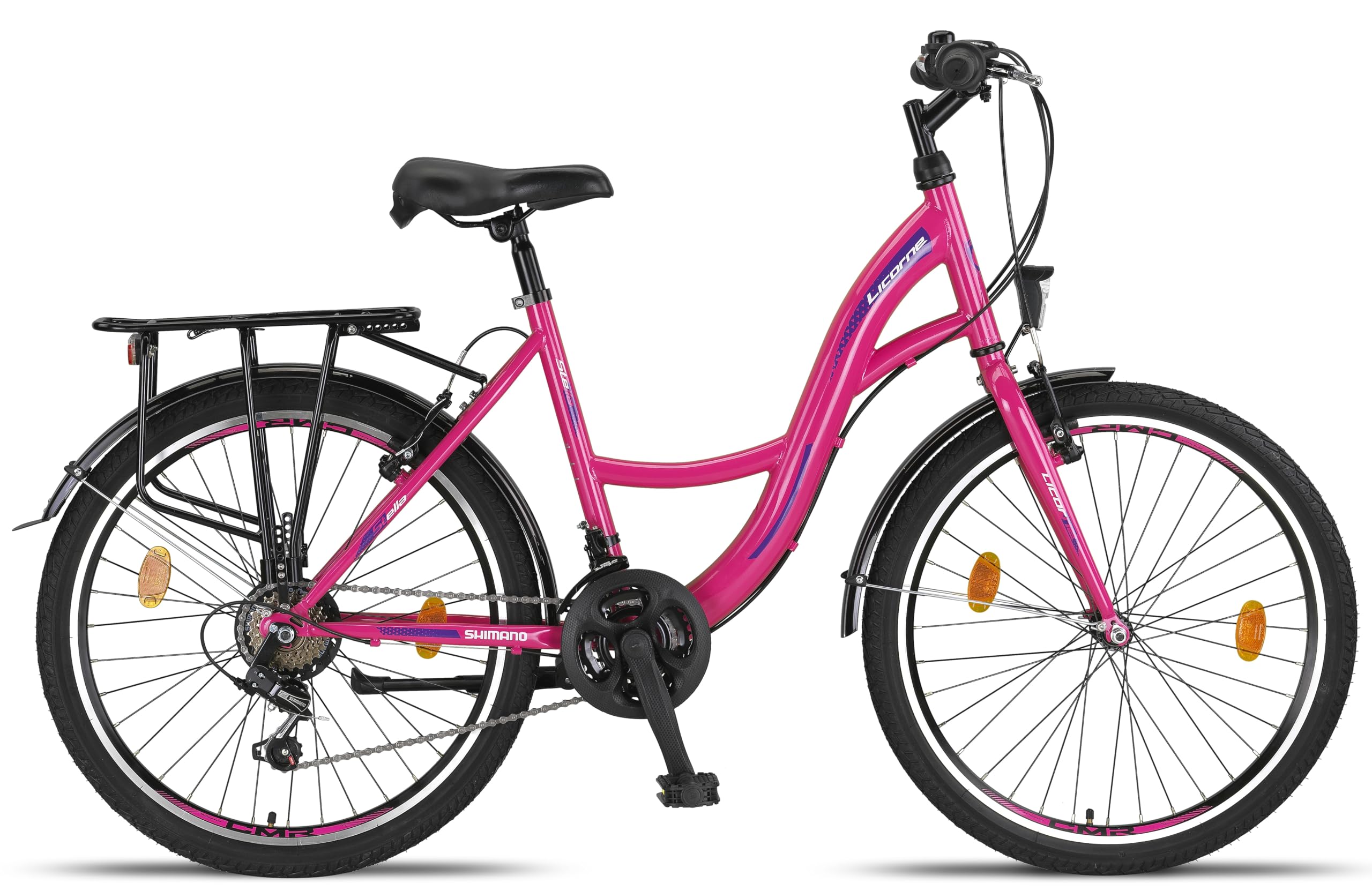 Licorne Bike Stella Premium City Bike in 20",24",26",28" Fahrrad für Mädchen, Jungen, Herren und Damen 21 Gang-Schaltung (6 Gang bei 20 Zoll) Hollandfahrrad Citybike