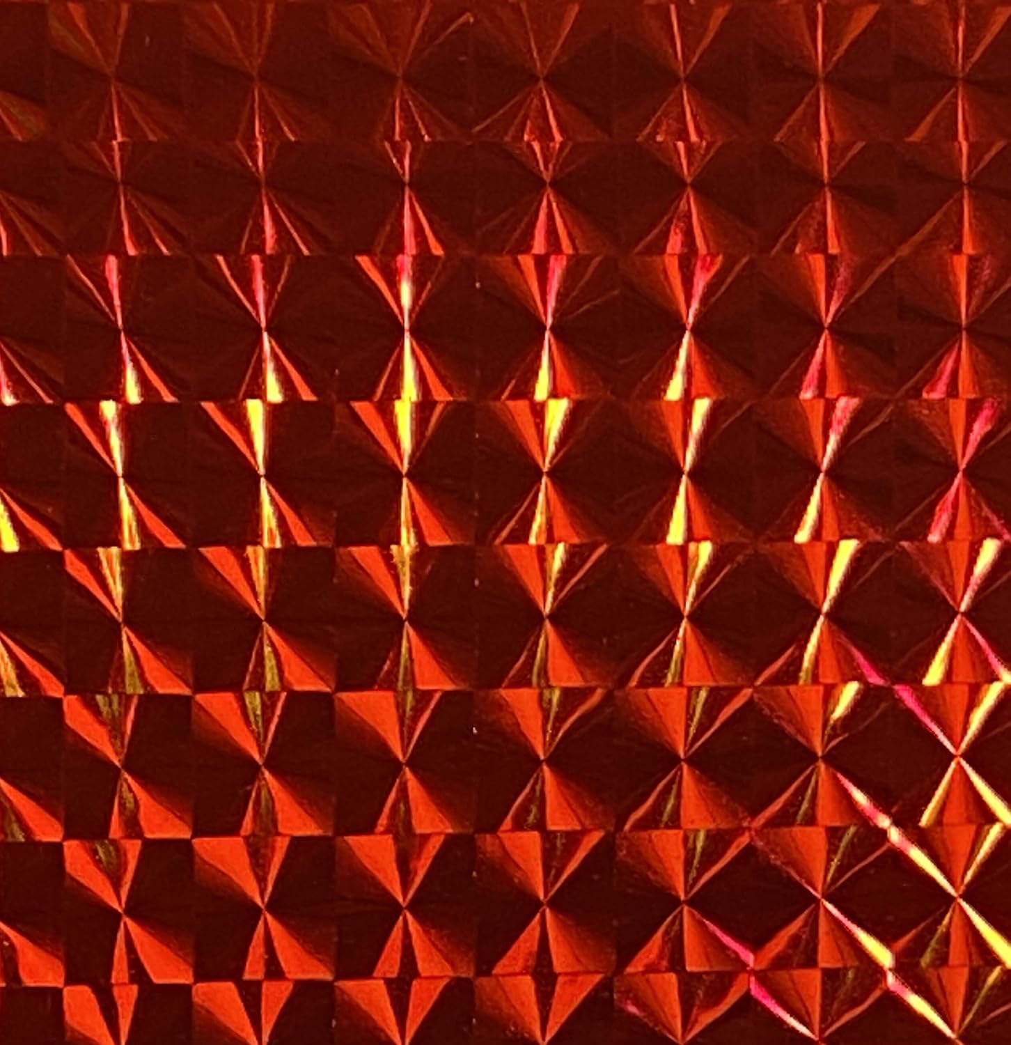 Roll of Prism Sign Vinyl, Holographic 1/4'' Mosaic, Self-Adhesive (12 inch x 30 ft, Red)