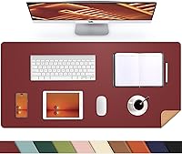 Vista 39 de Protector de escritorio de cuero, tapete de escritorio grande con corcho natural y cuero PU, alfombrilla para mouse, alfombrilla de escritorio