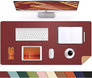 AFIING Cork Desk Mat, 31.5" x 17", Red,Leather Desk pad | Dual-Sided Cork & PU Leather, Non-Slip & Waterproof, Desk Protector for Home Office, Workspace & Gaming