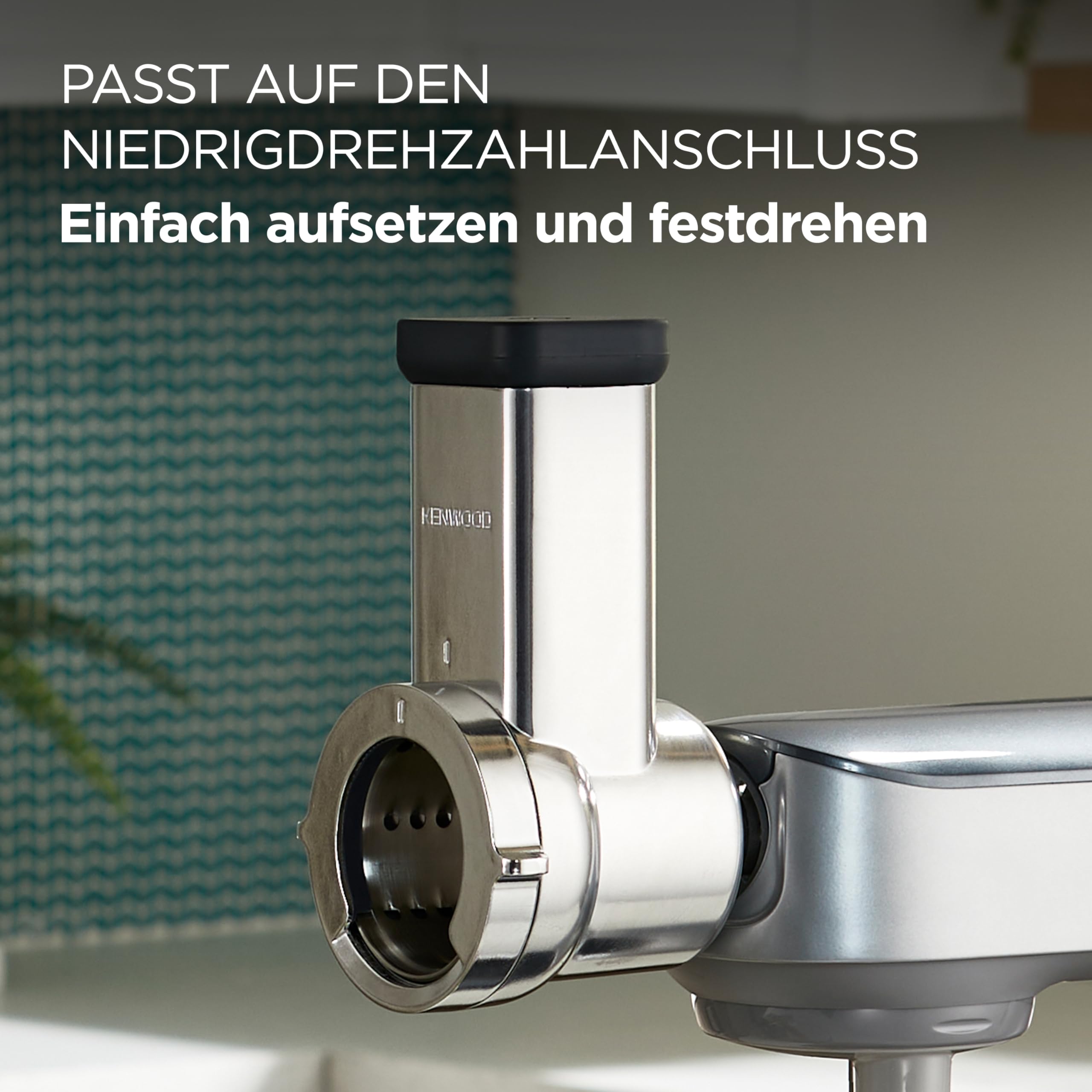 Kenwood Trommelraffel KAX643ME, Zubehör für Kenwood Küchenmaschinen, elektrischer Zerkleinerer zum Schneiden, Raspeln und Reiben von Gemüse, Käse, Nüsen, Schokolade und mehr