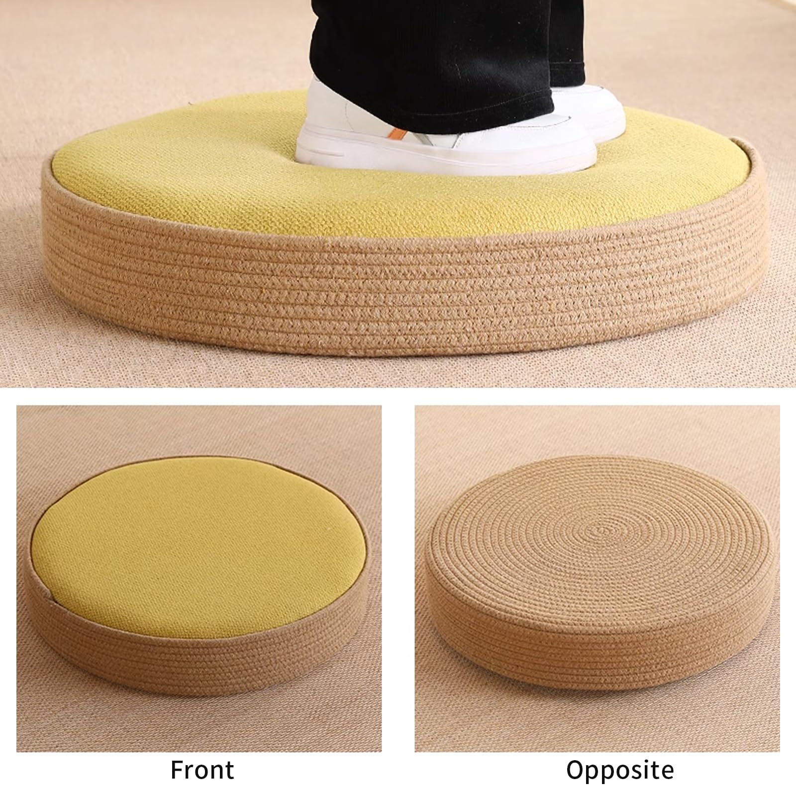 Cojín de meditación, cojín de yoga redondo, H 10 cm, funda de almohada redonda de meditación, cojín de suelo redondo, cojín de yoga y meditación