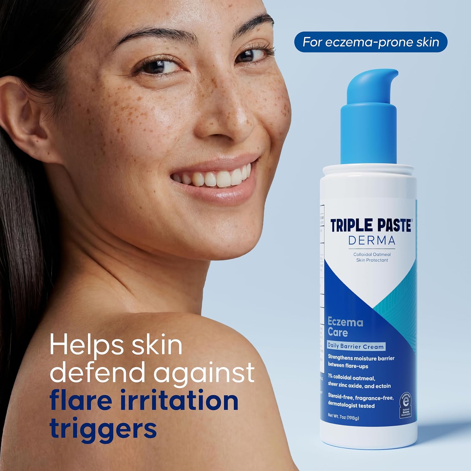 Triple Paste Derma Eczema Care Daily Barrier Cream, 7 oz, Adult Eczema Moisturizer with 1% Colloidal Oatmeal + 1% Ectoin, For Dry Itchy Sensitive Skin, Steroid-Free, Fragrance-Free, NEA Accepted