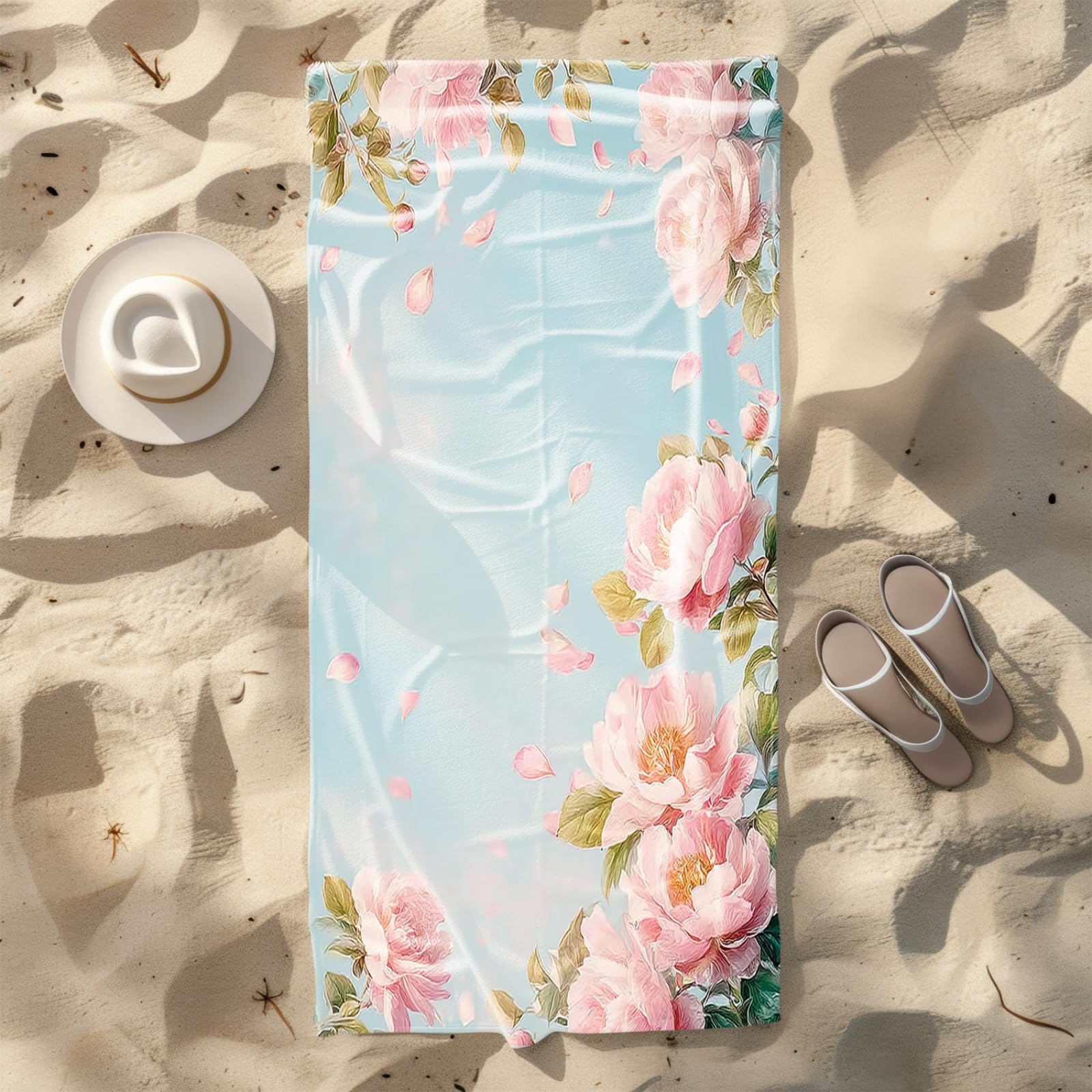 Genérico Toalla Playa Grande Flor Rosa Microfibra Secado Rápido Oversize Toalla Sin Arena Súper Ligera Piscina Camping Picnic Yoga Gimnasio Y Deportes Viaje