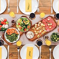 Vista 5 de Dandat Paquete de 12 platos de madera de acacia para servir de 12 x 5 pulgadas, bandeja rústica rectangular para charcutería, plato de queso