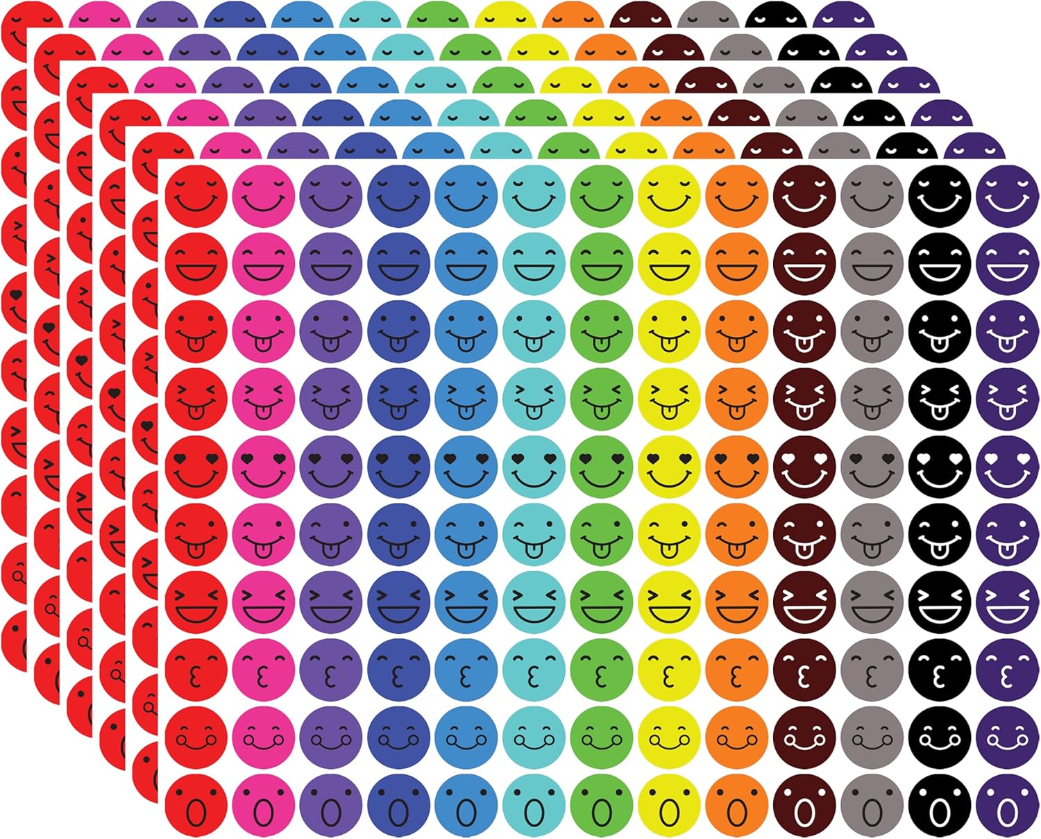 2600 Happy Smile Face Sticker, 3/4 Inch Happy Face Decal