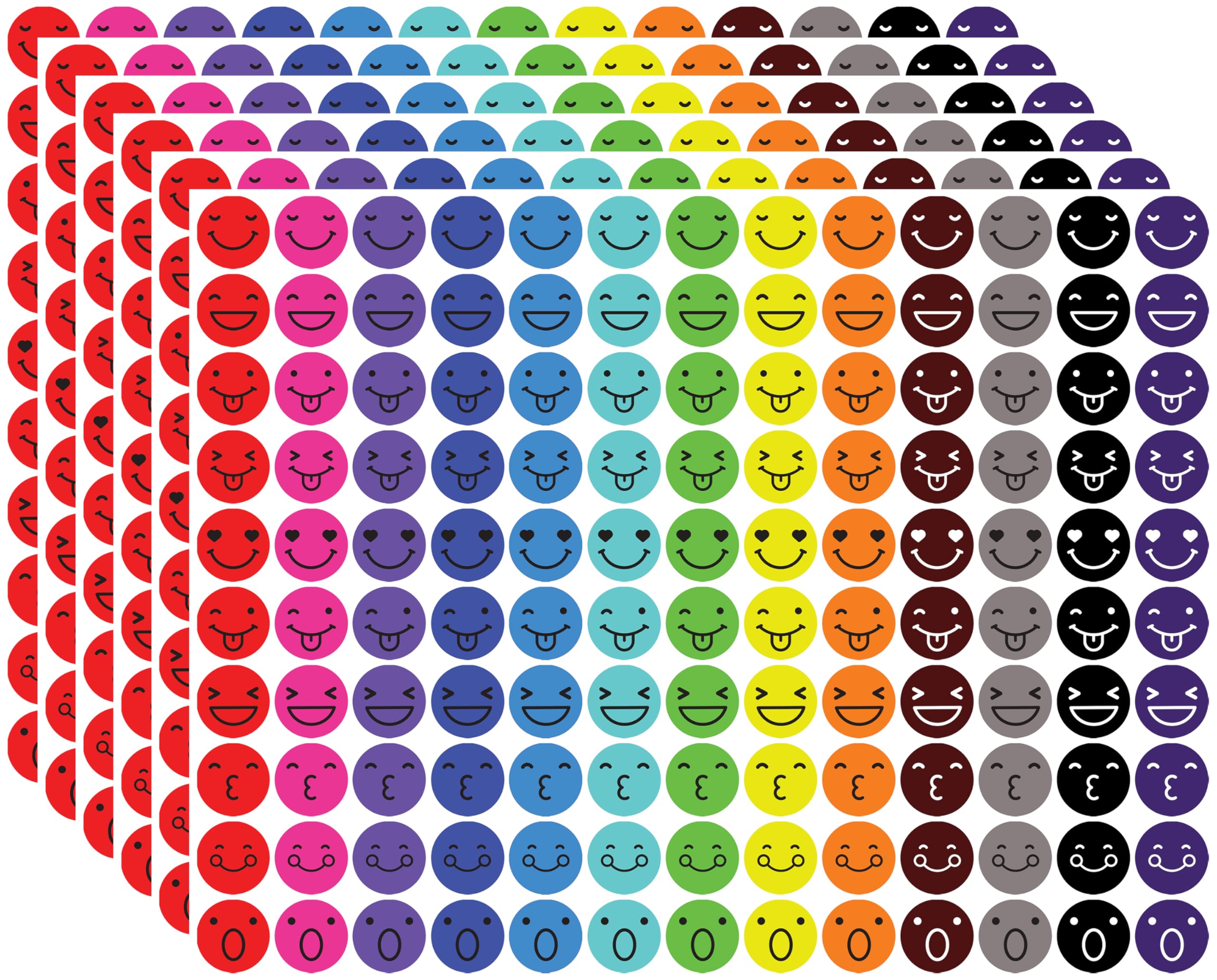 Smiley Face Stickers - 2600 PCS Happy Face Stickers, 3/4 Inch Colorful Round Stickers for Teachers Rewards, Kids, Students, Classroom Incentives,