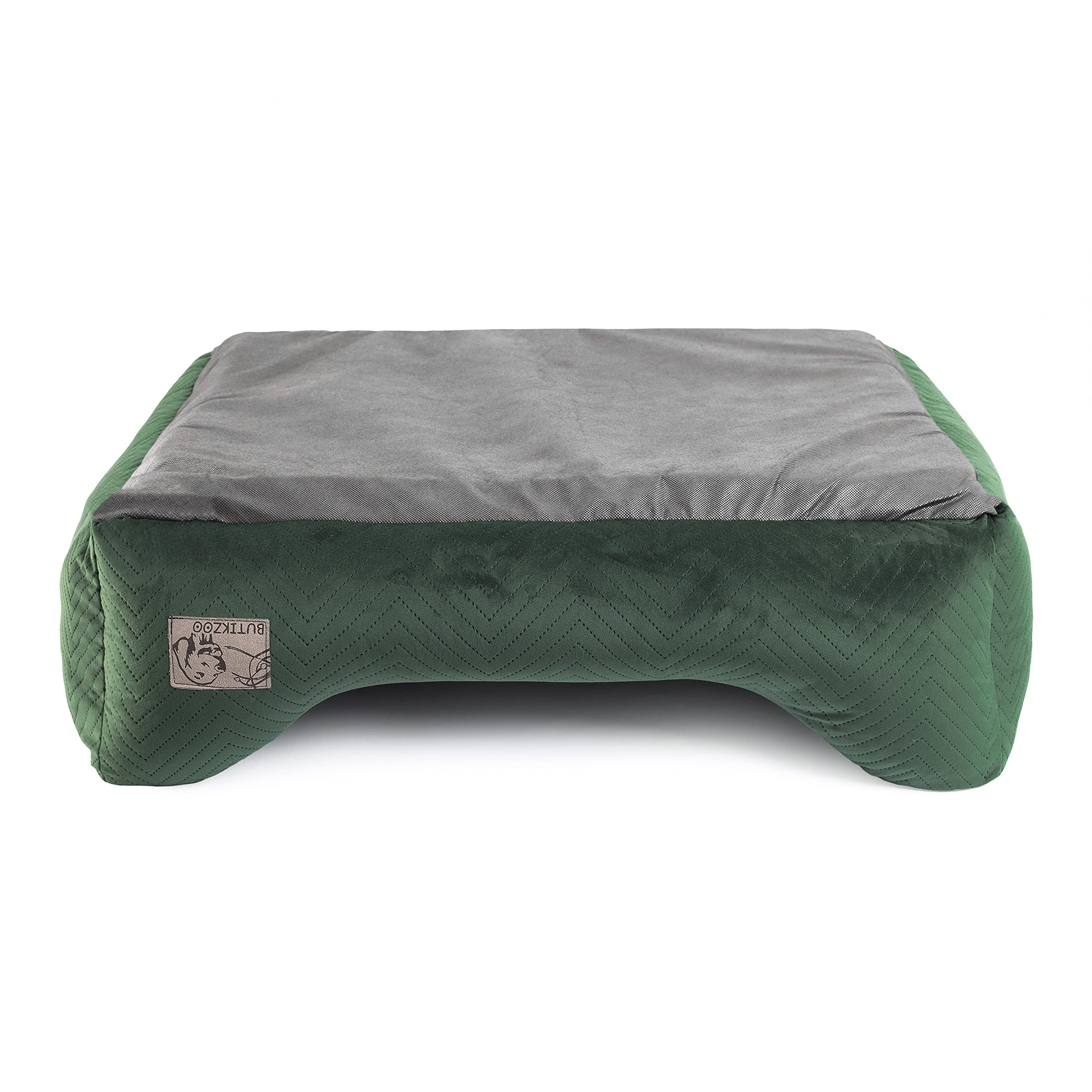 Exclusive Hundebett | Hundeliege, Hundekörbchen mit Kissen | Hundesofa für große Hunde | Große: XL - 100 x 79 x 22 cm | Farbe: Velvet Grün