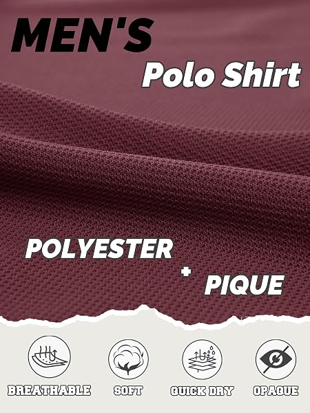 KEFITEVD Polo à Séchage Rapide pour Homme T-Shirts de Golf légers Hauts à Manches Courtes d'été - 3