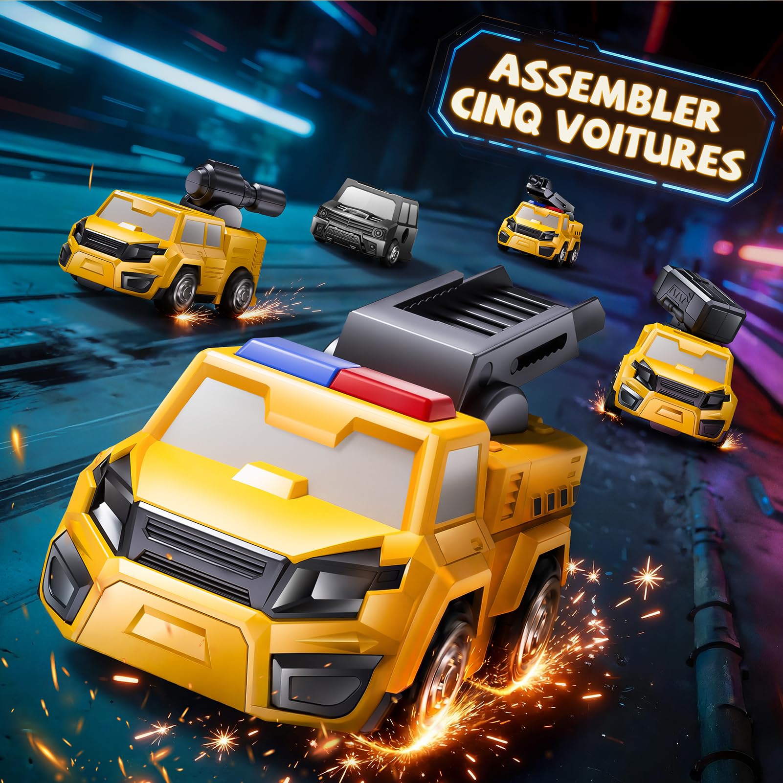 5 en 1 Robot Transform Jouet 5 6 Ans Garçon,Transforming Voiture Cadeau Garcon 5 6 7 Ans,STEM Camion Jouet Enfant 3 4 5 6 7 8 Ans Garçon