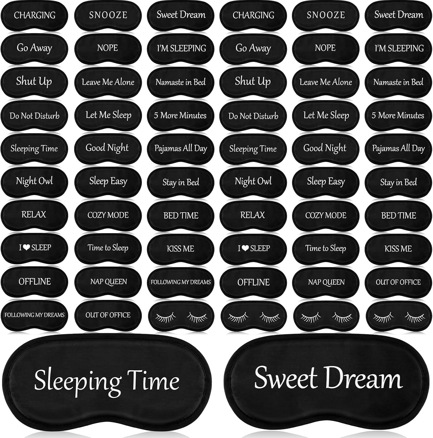 Ramede 60 Pieces Bulk Funny Sleep Mask Sleeping Mask with Adjustable Strap Blackout Silk Sleep Mask Soft Blindfold Eye Covers for Sleeping Full Night Mask for Women Men Travel Nap Meditation