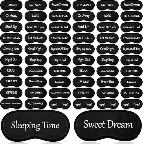 Ramede 60 máscaras divertidas para dormir a granel con correa ajustable, máscara opaca de seda para dormir, suave para los ojos vendados, máscara