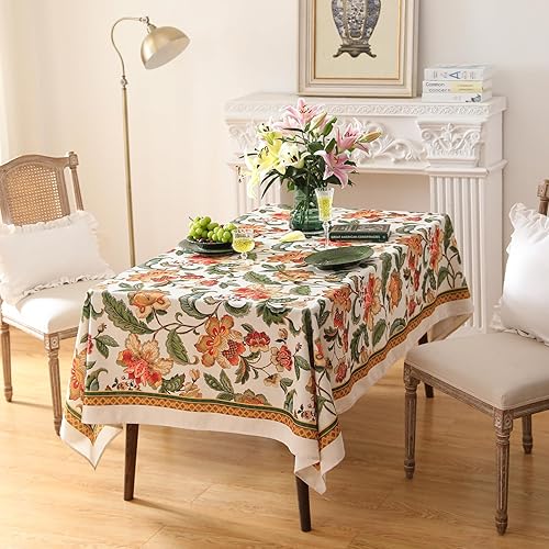 Miniatura 8 de patdrea Mantel de diseñador amarillo para mesas rectangulares, manteles de terciopelo de lujo, sin arrugas, con patrón floral, mantel decorativo