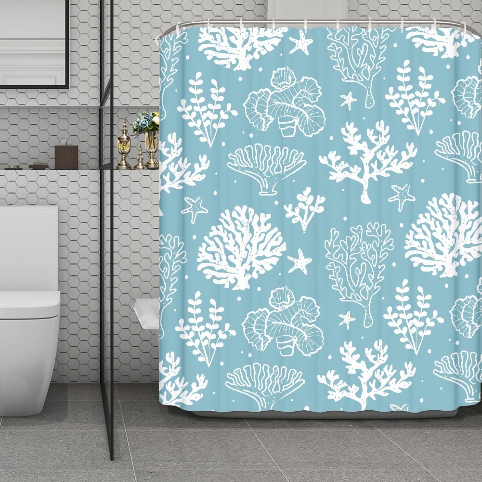 Rideau de douche anti-moisissure et imperméable lavable en machine