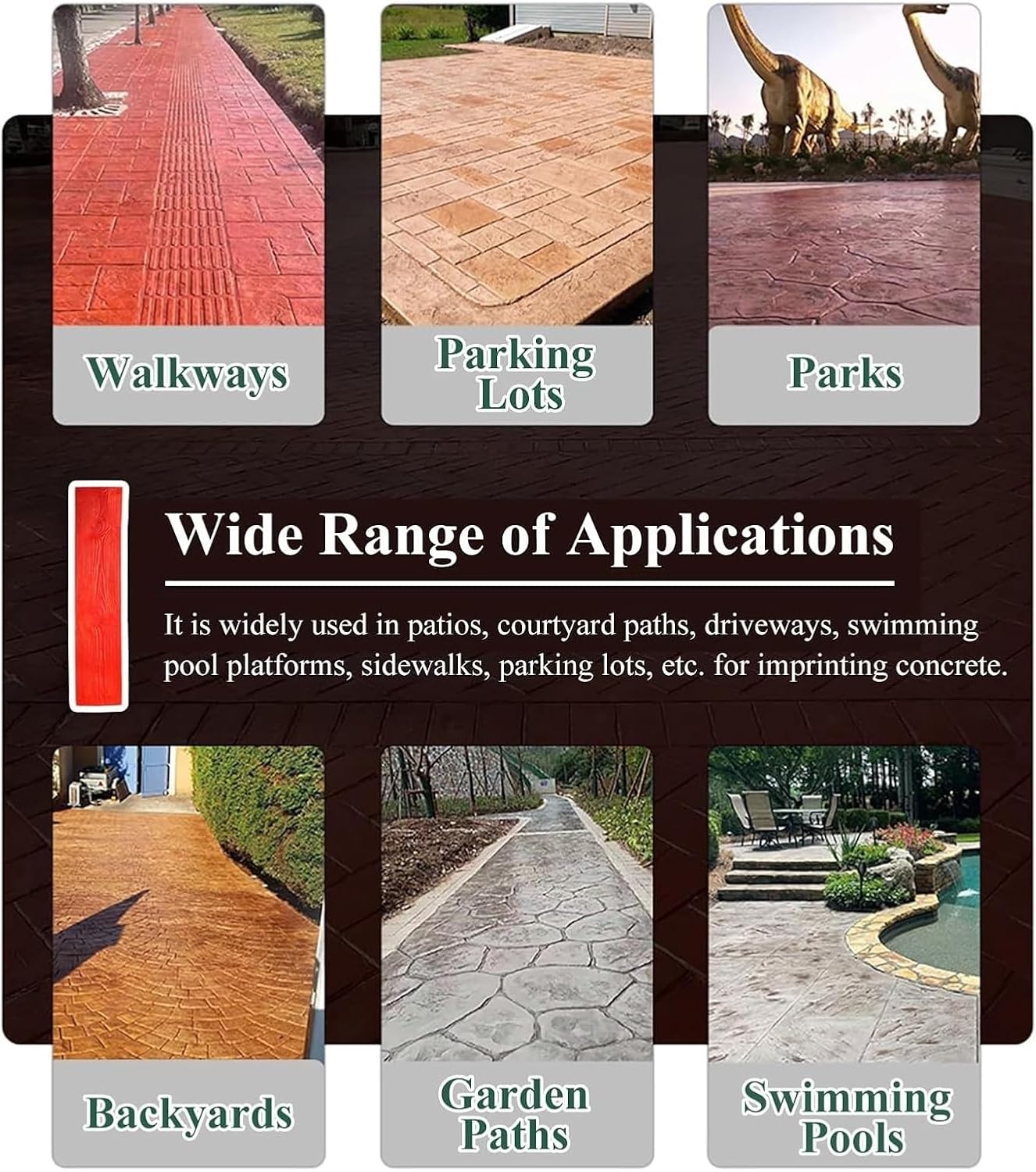 Concrete Texturing Skin, Concrete Stamps Mat, Wood Pattern Concrete Stamp Mat, For Garden Patio, Cement Texture Printing Forms(2 Pcs)