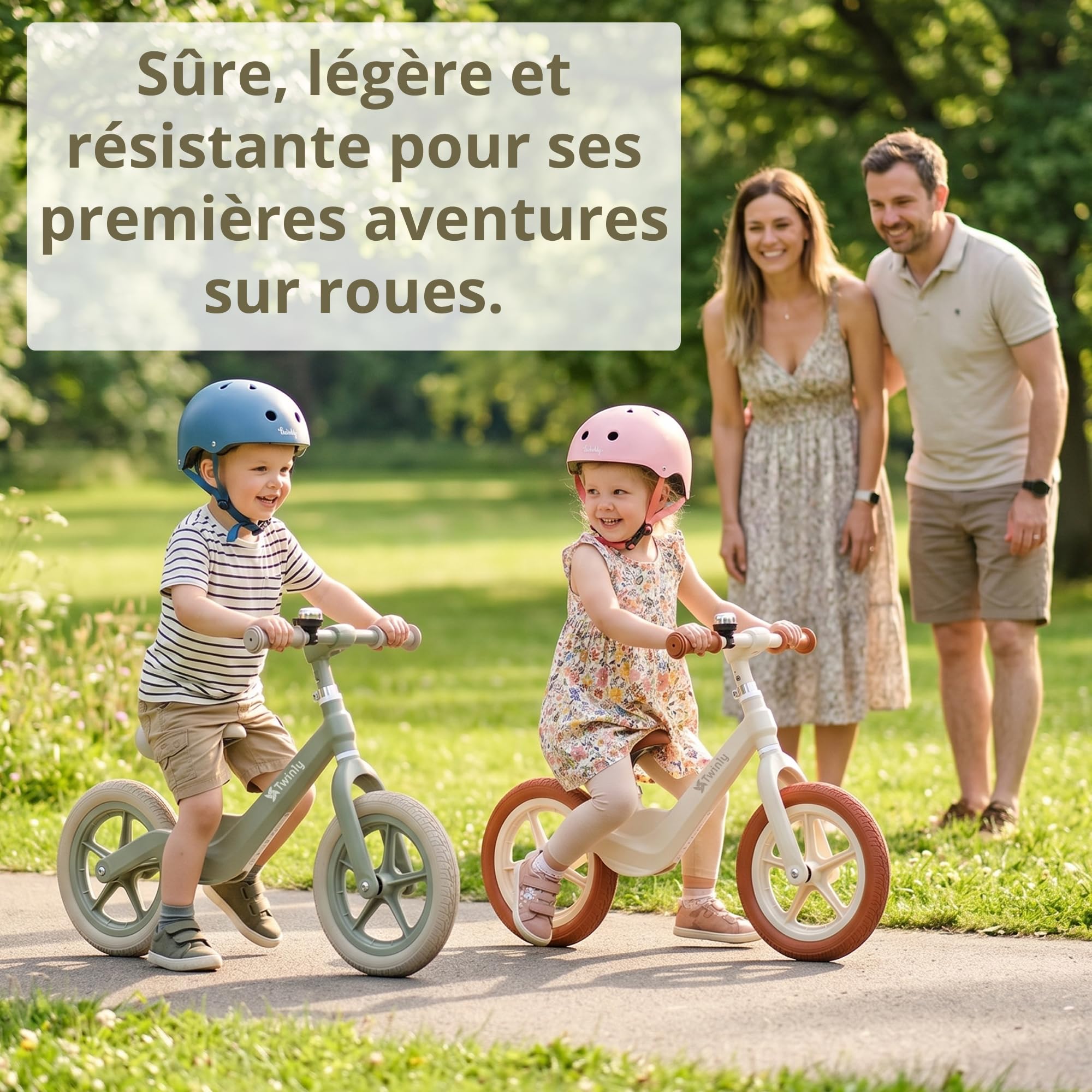 Twinly Breeze Vélo d'équilibre pour enfants de 3 à 7 ans – Vélo sans pédales pour apprendre l'équilibre, selle réglable, vélo léger d'entraînement, jusqu'à 30 kg