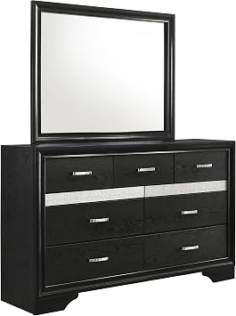 Coaster Home Furnishings Miranda Contemporary 63-inch 9-Drawer Bedroom Dresser with Mirror Bedroom Clothing Storage Cabinet Wide Chest of Drawers Organizer Unit Black 206363M