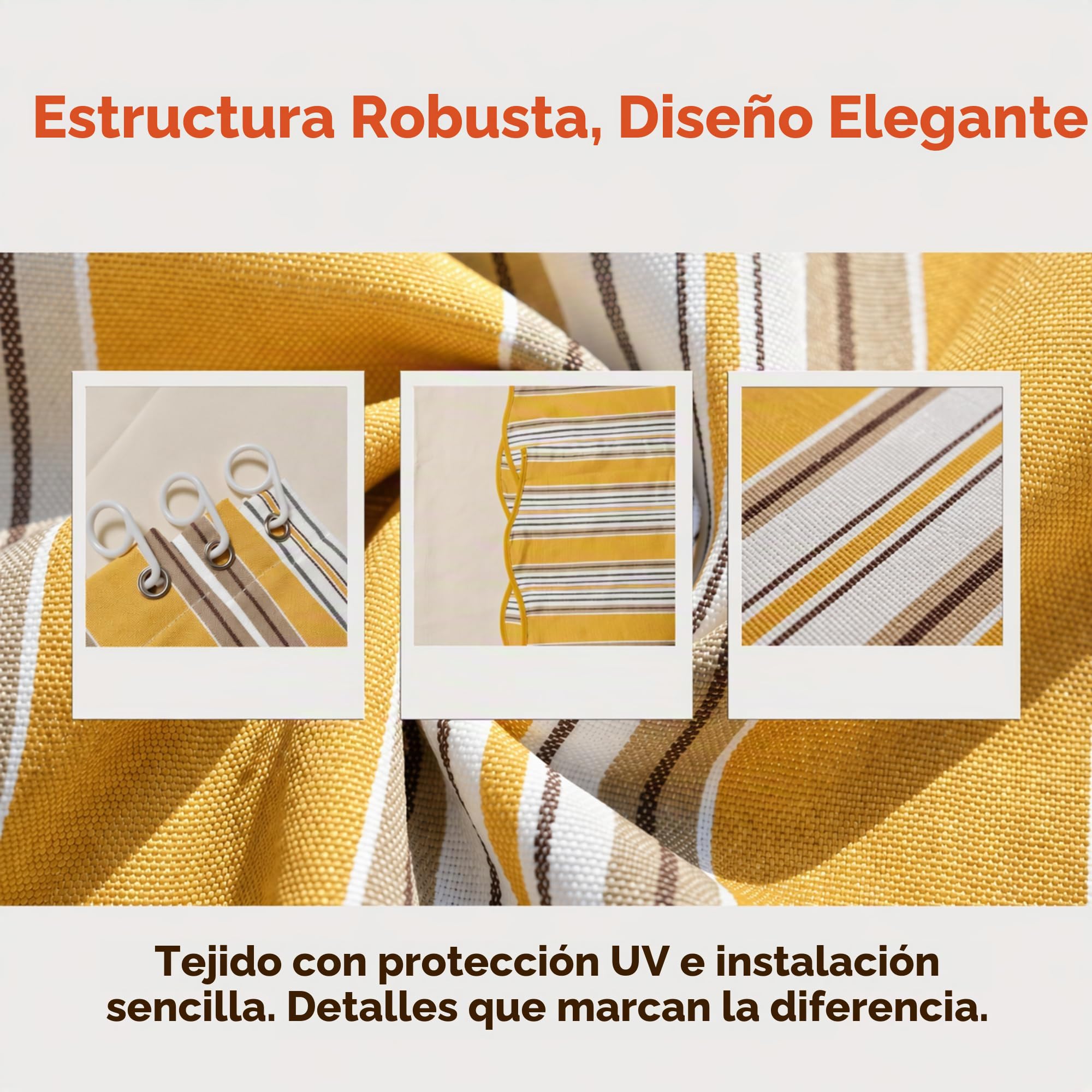 Toldo Vertical Exterior 145 x 290 cm, Cortina Exterior para Terraza y Balcón con Anillas, Protección Solar, Sombra y Privacidad, Diseño a Rayas para Jardín Patio Porche,Amarillo