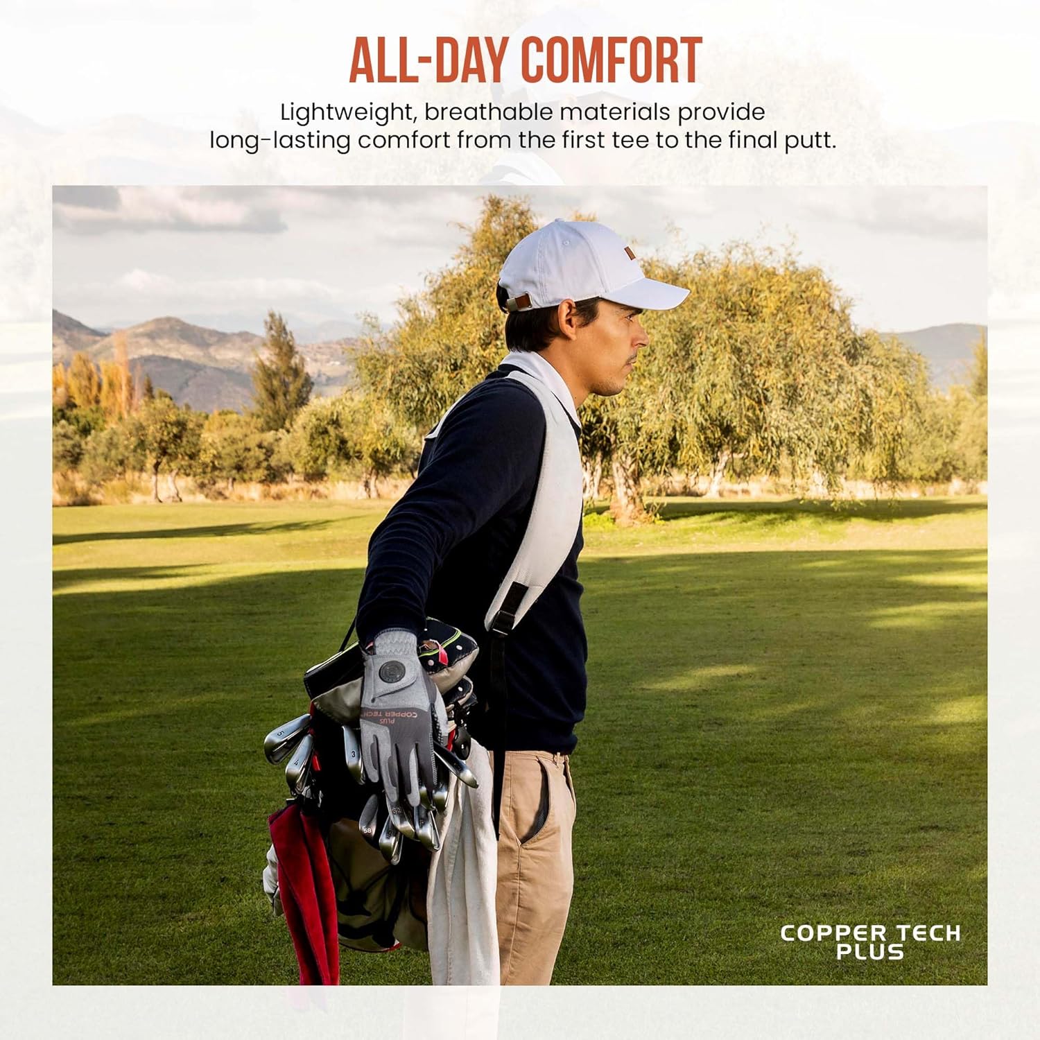 Copper Infused Golf Glove for Men – Charcoal/Grey (Combi) – 2 Pack – Compression Fit, Arthritis Relief, Non-Slip Grip – USGA Approved