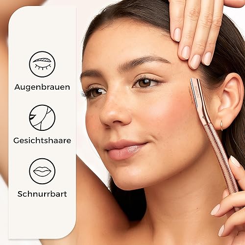 Miniatura 4 de Maquinilla de afeitar de cejas de oro rosa con 10 cuchillas de repuesto