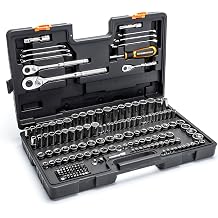 185 Pieces 1/4", 3/8", 1/2" Drive 72 Tooth SAE/Metric Mechanical Hand Tool Set