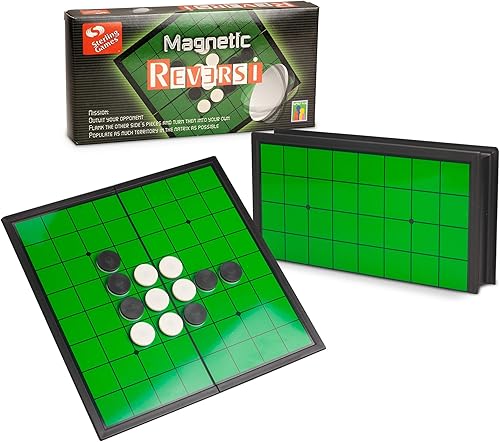 Sterling Games Othello Reversi Juego de mesa de estrategia de 9.75 pulgadas con tablero magnético plegable y piezas para el hogar y viajes