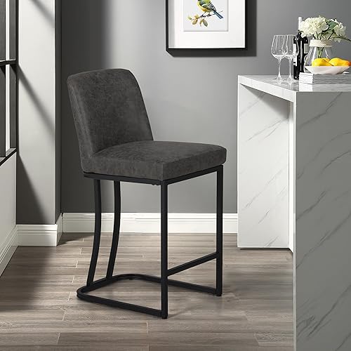 Miniatura 40 de Juego de 2 taburetes de bar de altura de mostrador de color blanco cremoso de 24 pulgadas, modernos taburetes de bar dorados con respaldo tapizado