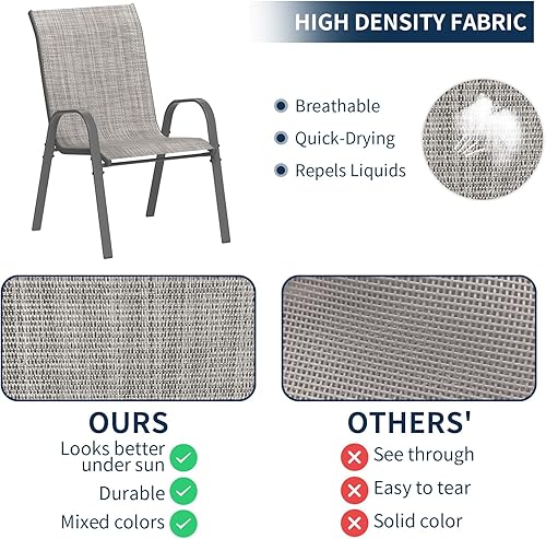 Miniatura 3 de Amopatio Juego de 4 sillas de patio, sillas de comedor apilables para todo tipo de clima, muebles de jardín transpirables para terraza de patio,