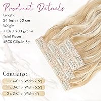 Vista 14 de REECHO Extensiones de cabello, 4 piezas Extensiones de cabello con clip de 24 pulgadas gruesas largas ondas de playa extensiones de cabello negro