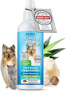 BluePet 200 ml Entfilzungsspray für Hunde & Katzen I Löst Verfilzungen & Verbessert Kämmbarkeit, Anti Filz Spray als Fellspray für Fellpflege, Glätten & Pflegen mit Aloe Vera, Shea-Butter & Jojobaöl product image