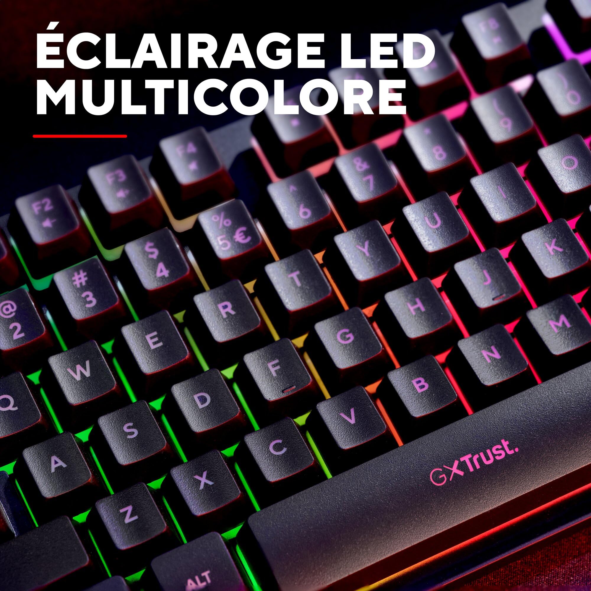 GXTrust Dothix Clavier sans Fil TKL 80%, Layout AZERTY Français, Noir | Éclairage RGB LED, Clavier Gamer Rechargeable 2.4GHz, Batterie 420 Heures pour Windows, Mac, PC, Ordinateur