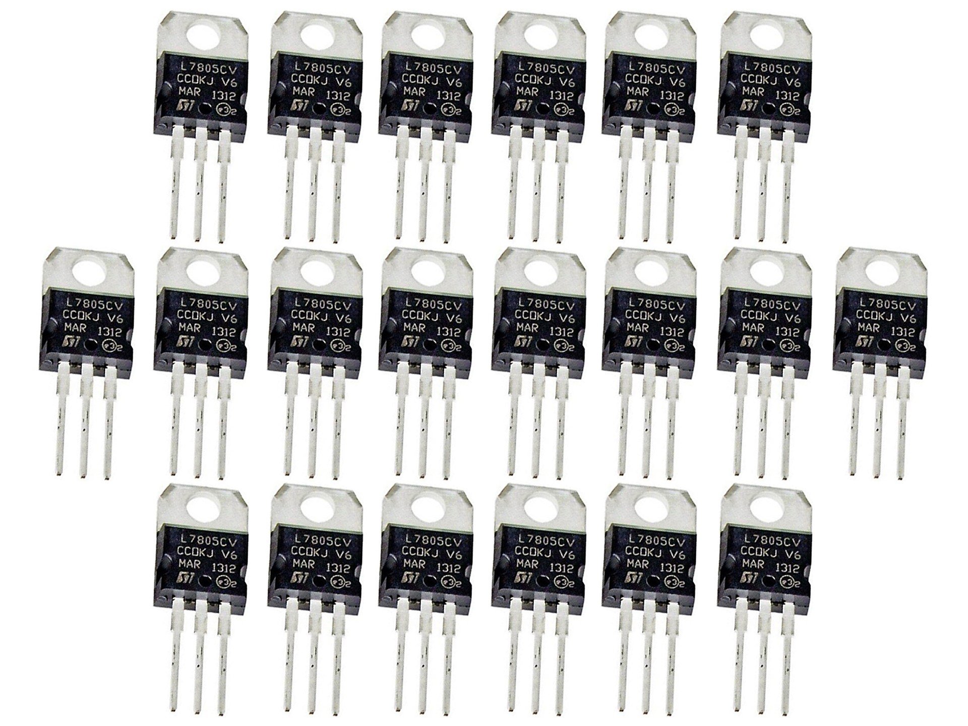 KTC CONS Labs 20 Pcs L7805CV TO-220 5 Volt 1.5 Amp Positive Voltage Regulator (20 Pieces)