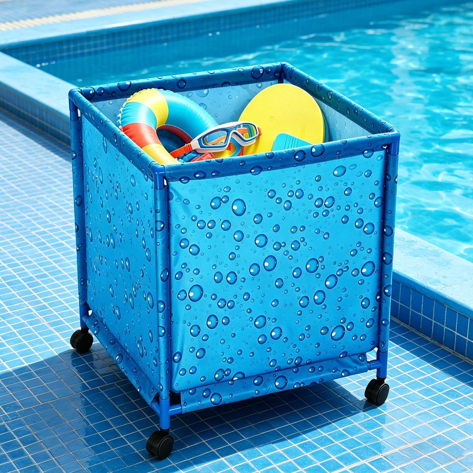 Pool- und Schwimmring-Aufbewahrung Rollbarer Schwimmring-Organizer | Schwimmzubehör-Organizer für Hausbesitzer Eltern Gärtner Terrasse Garten Hinterhof Zuhause Hotel